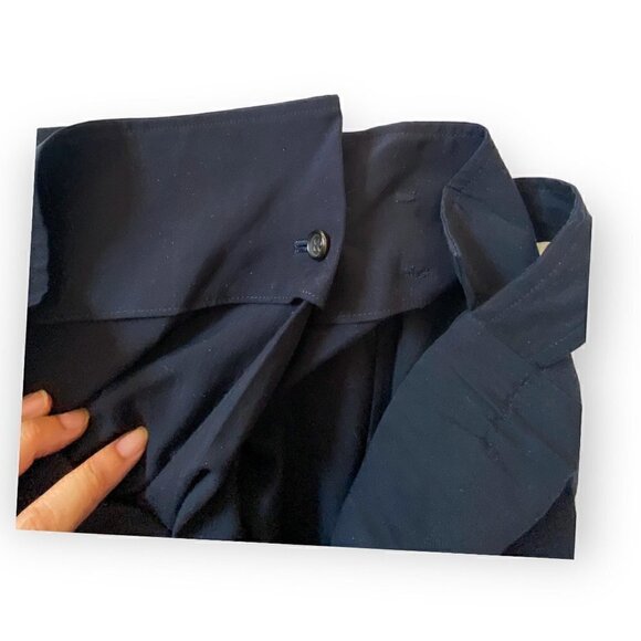 90s Comme des Garçons Tricot Navy Wool Belted Midi Skirt, Size M - Picture 9 of 14